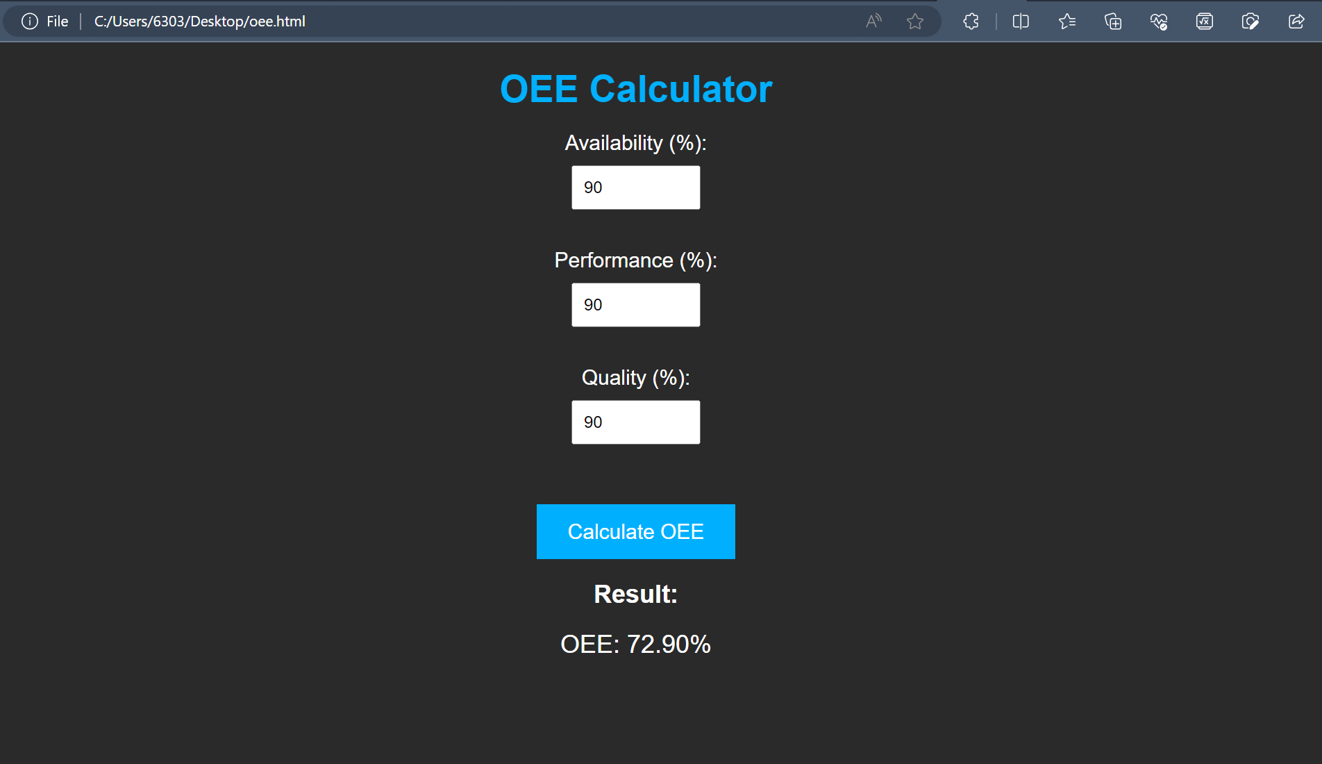 OEE Calculator